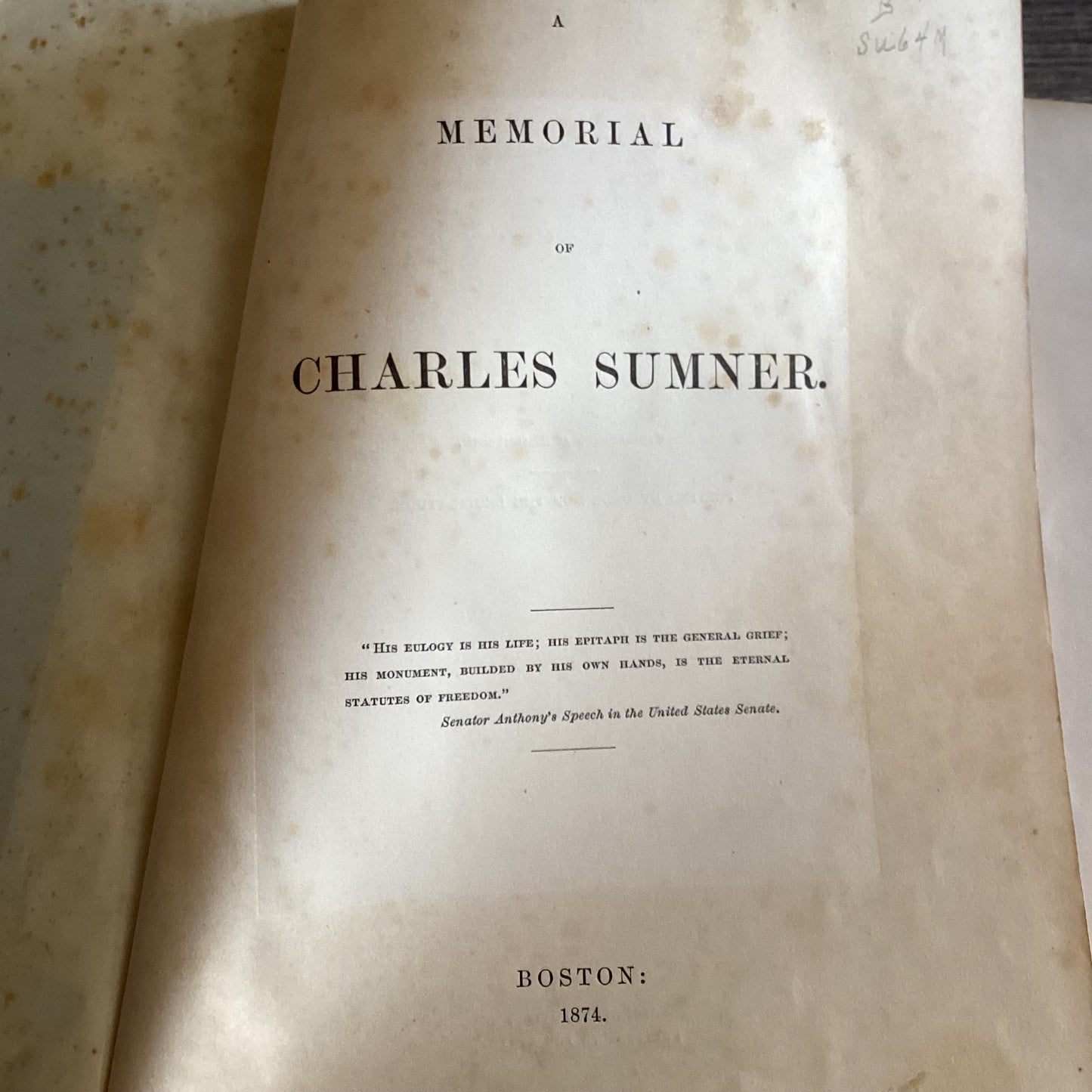 Memorial of Charles Sumner