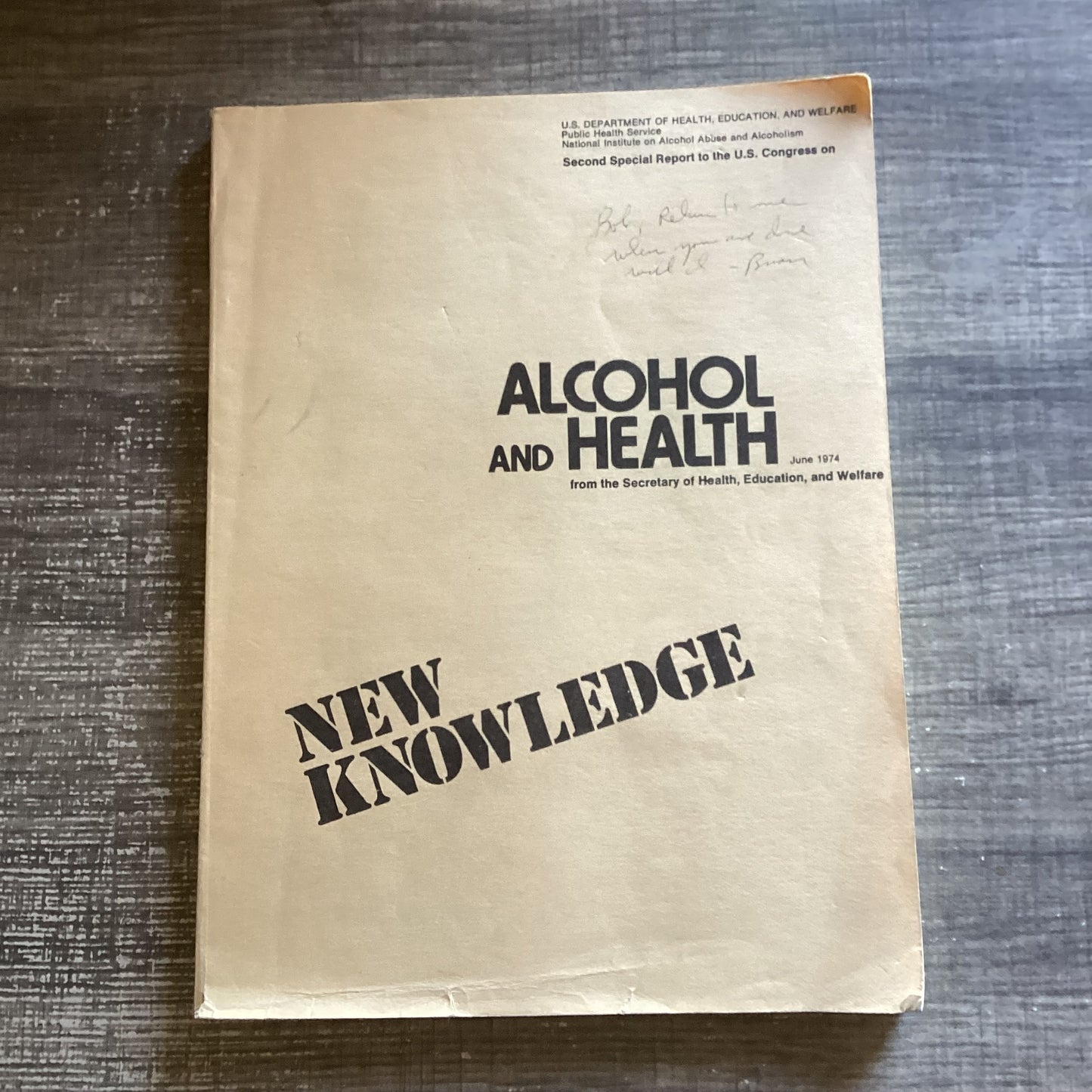 Alcohol and Health, New Knowledge
U.S. Department of Health, Education, And Welfare